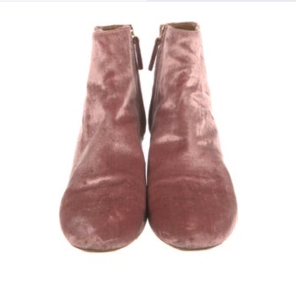 Aquazzura So Me Light Pink Velvet Ankle Boot Size 9 Bootie Heels 2 Inch Pastel - Picture 2 of 11